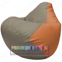 Бескаркасное кресло мешок Груша Г2.3-0220 (светло-серый, оранжевый)